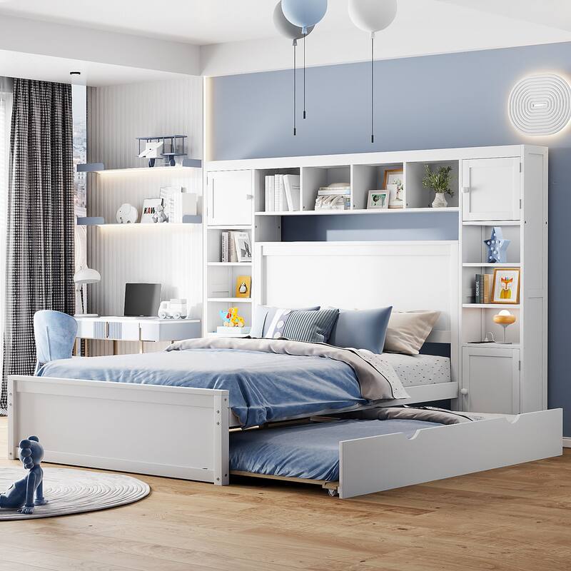 Wooden Bed With All-in-One Cabinet