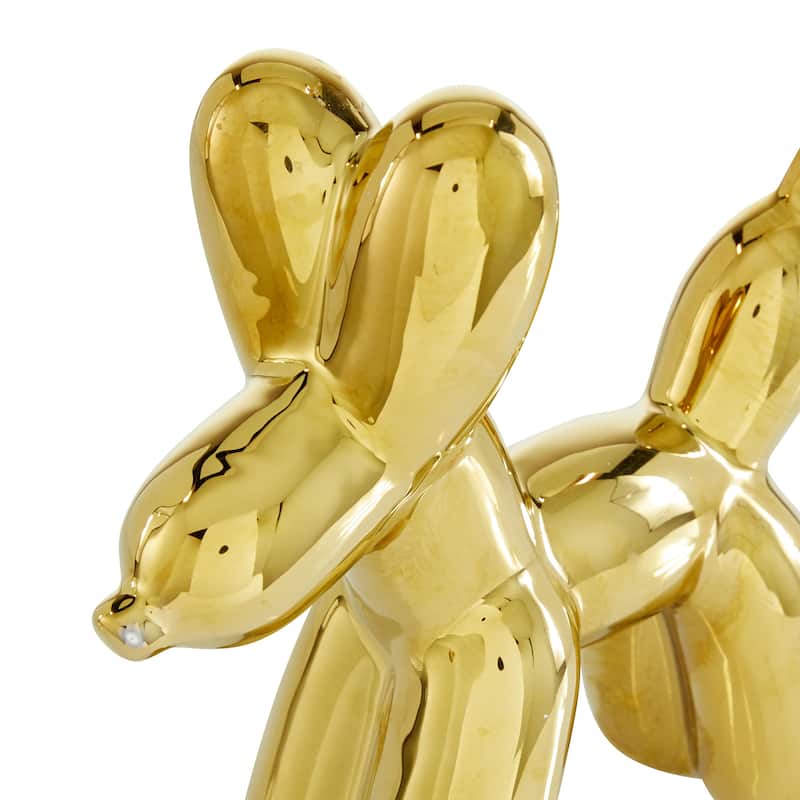 CosmoLiving by Cosmopolitan Gold Ceramic Balloon Dog Decorative Sculpture - 7 x 3 x 7