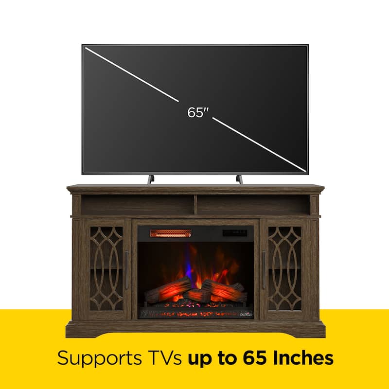 duraflame® Electric Fireplace TV Stand, Entertainment Center with Storage and Infrared Heater, Laurel Oak