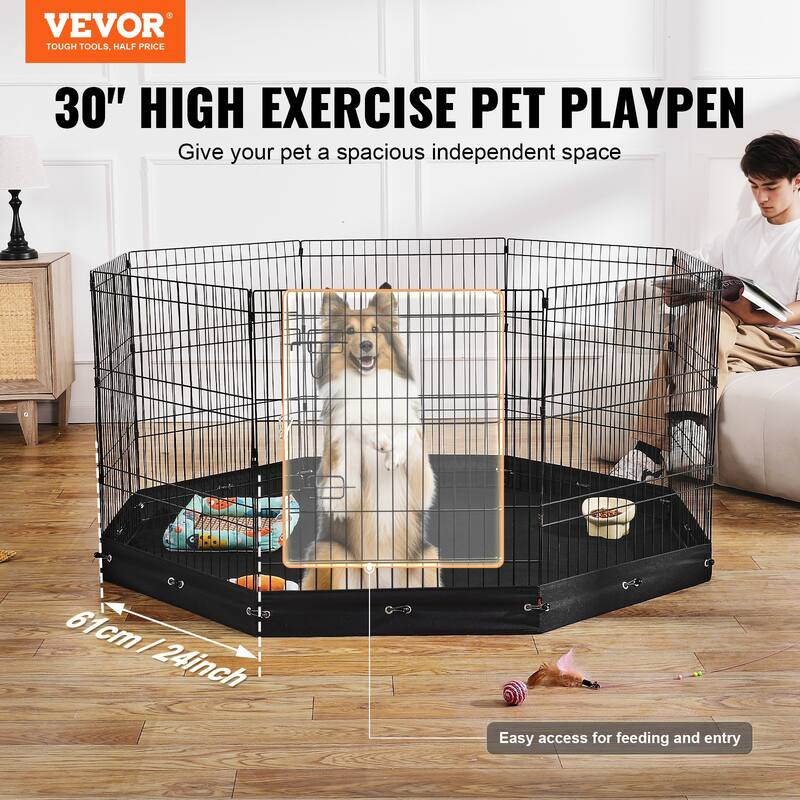 Dog Playpen, Panels Foldable Metal Pet Exercise Pen, Dog Fence Indoor and Outdoor Pen for Dogs, Cats and Other Small Animals