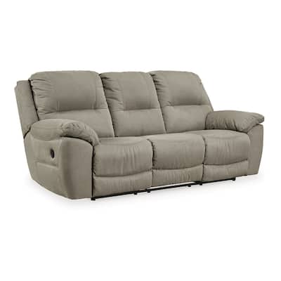 Zane Manual Recliner Sofa with Zero Wall, Gray Faux Suede 93 Inch