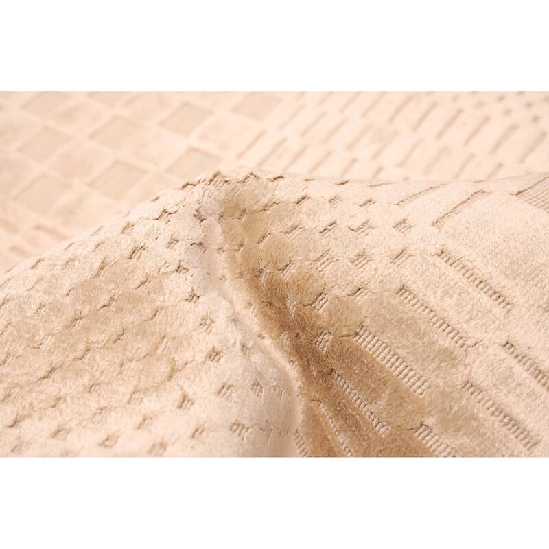 ECARPETGALLERY Hand Loomed Loreto Cream Viscose Rug - 5'5 x 8'0
