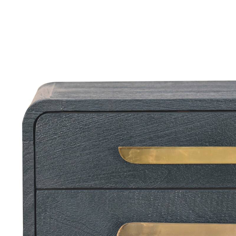 HomeRoots 22" Midnight Solid Wood Two Drawer Nightstand