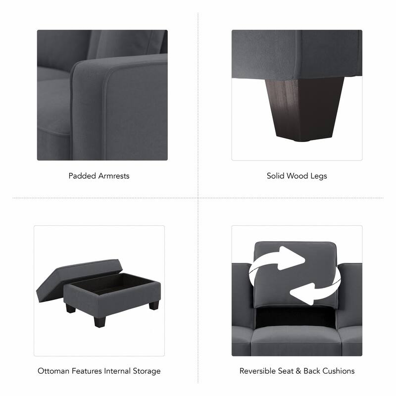 Bush Furniture Stockton Living Room Accent Chair with Ottoman Set