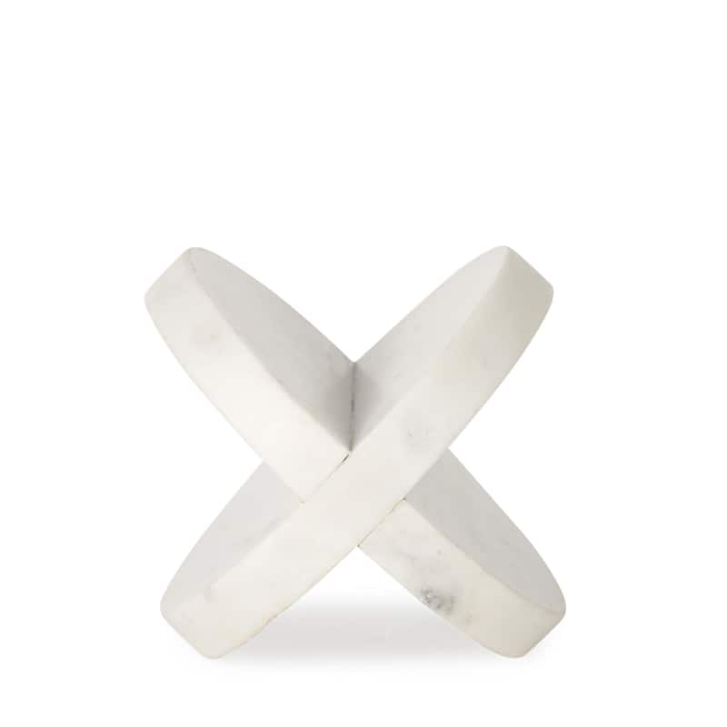 White Marble Geometric Circular Sculpture