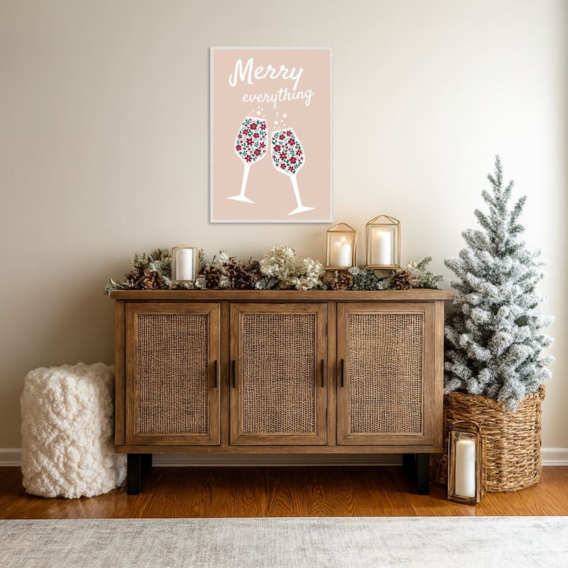Merry Everything by Emeliemaria (23 x 33 in.), Framed Canvas Wall Art Print - Sylvie Beaded White