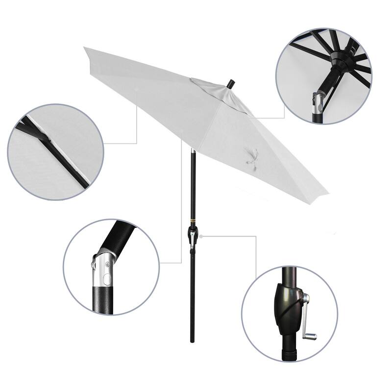 Okaloosa 7.5ft Round Crank Lift Tilting Patio Umbrella by Havenside Home, Base Not Included