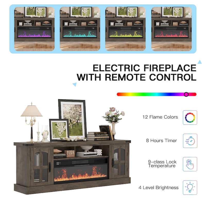 71" Electric Fireplace TV Stand with LED Lights