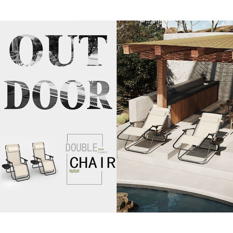 Homall Patio Zero Gravity Chair Lawn Lounge Chair with Pillow Set of 2