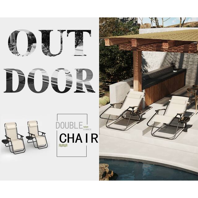Homall Patio Zero Gravity Chair Lawn Lounge Chair with Pillow Set of 2