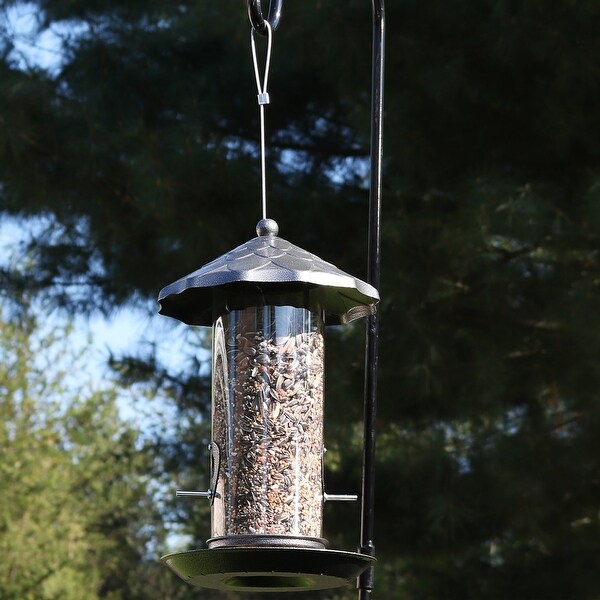 Sunnydaze Outdoor Patio Garden Wild Bird Seed Feeder with Grey Finish - 13-Inch