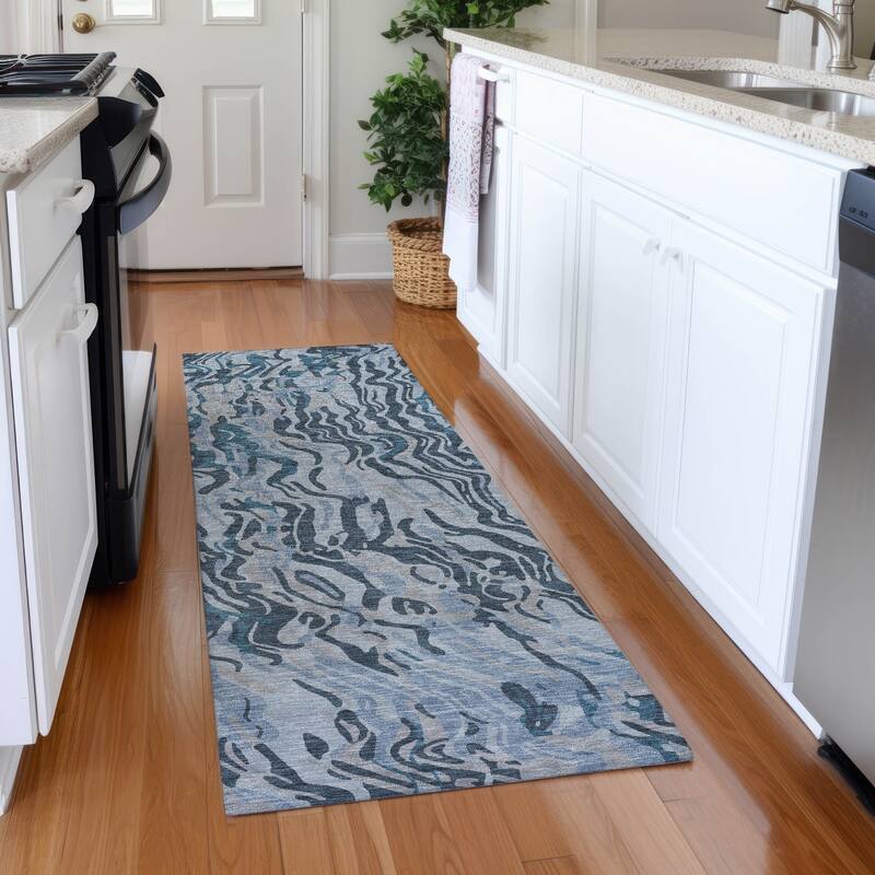 Premium Washable Super Soft Modern Contemporary Mayfield Rug - Sky - 2'3" x 7'6"