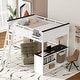 preview thumbnail 1 of 14, Queen Size Loft Bed with Desk, Open Shelf and Storage Box, USB Charging Station, Wooden Support Bed Frame, No Box Spring Needed White