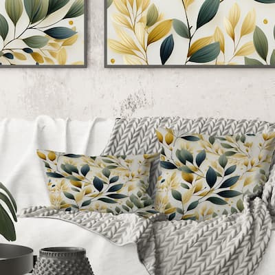 Designart "Tranquil Leaves III" Plants Printed Throw Pillow