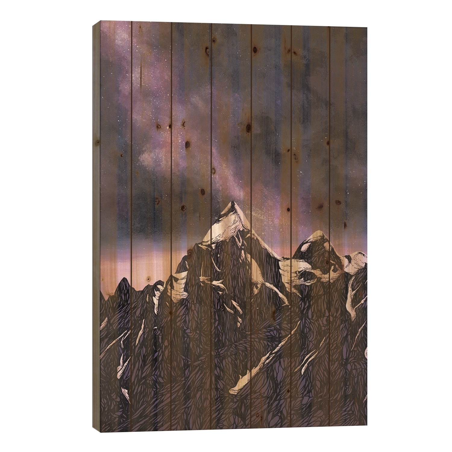 Joyful Night Print On Wood by Coralie Huon - Multi-Color