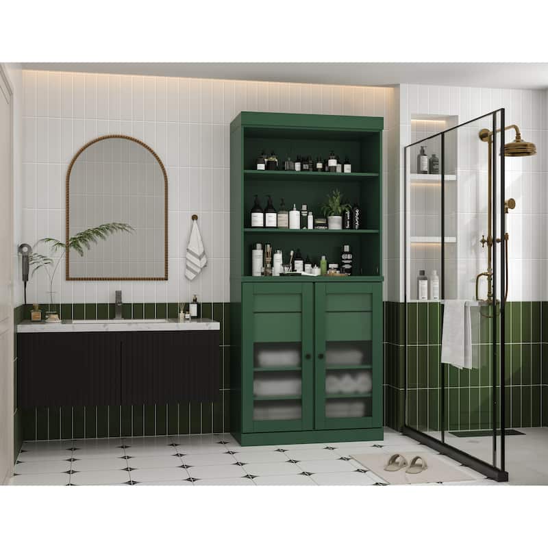 100% Solid Wood 32" Bathroom Cabinet with Optional Doors, 2-Drawers by Palace Imports