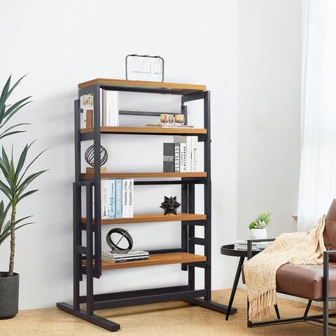 Sold Wood Transforming Table/Convertible Shelf Dining Table for Small Spaces /Multipurpose Shelf Display Rack