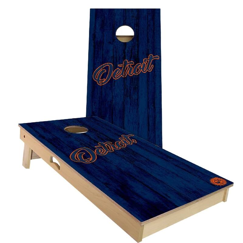 Detroit Baseball Outdoor Cornhole Board Set - Backyard 2x4 - Include Edge Lights