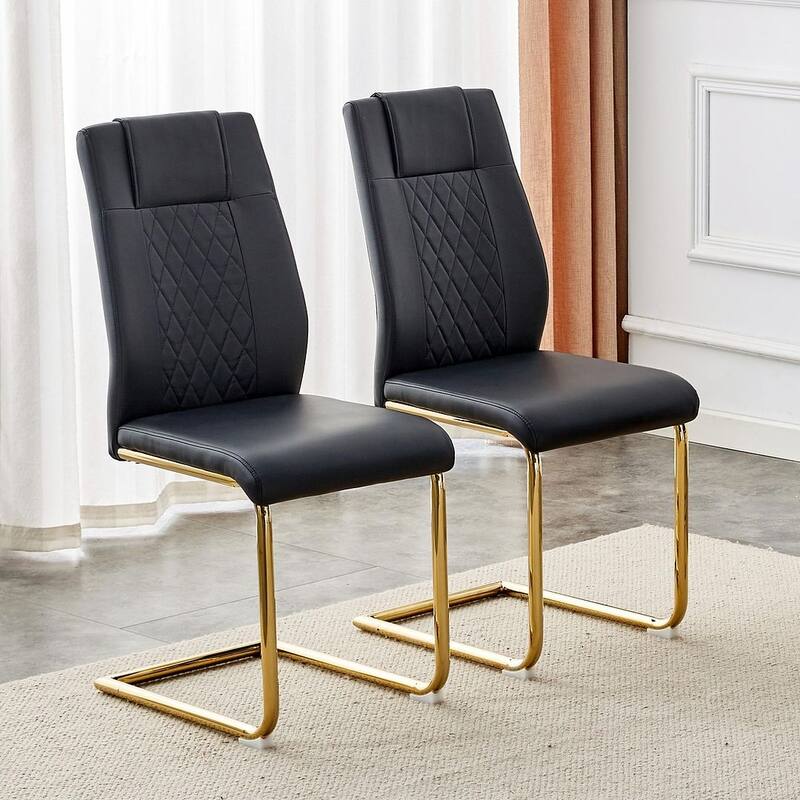 PU Leather Upholstered Dining Chair with Metal Feet