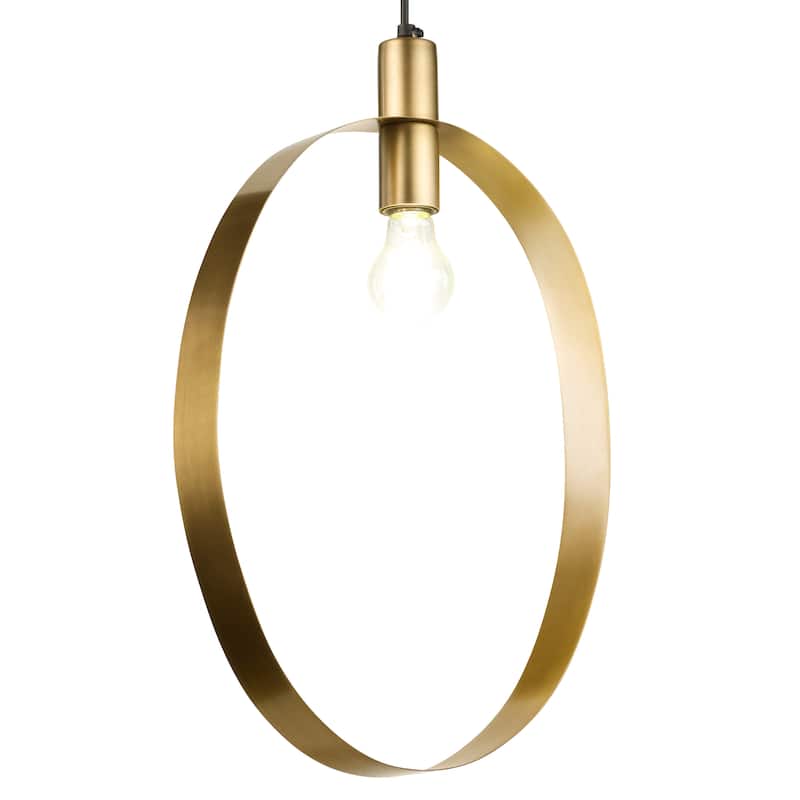 Lena River of Goods Gold Finish Metal 20-Inch Pendant Light with Adjustable Hanging Cord - 13.5" x 2" x 66"