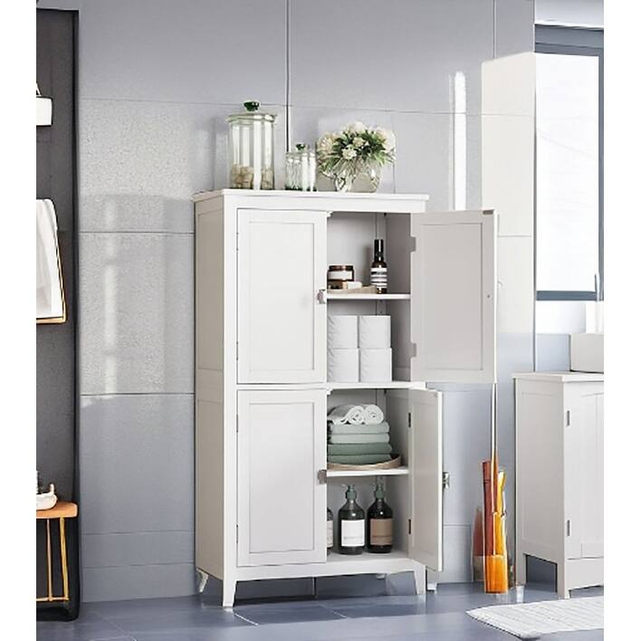 Bathroom Floor Storage Bathroom Storage Unit,White 11.8"D x
