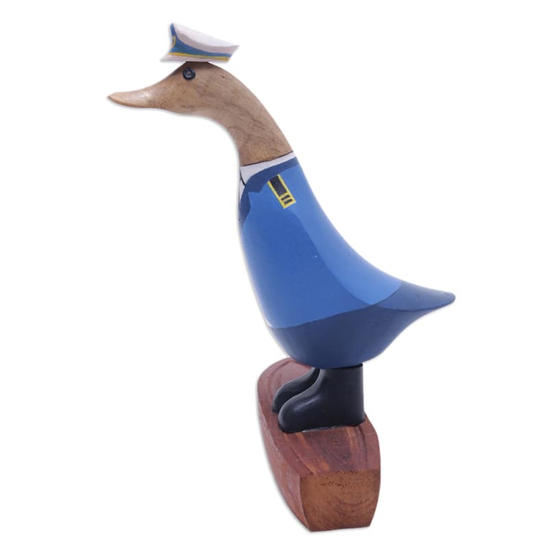Novica Handmade Captain Duck Wood Sculpture
