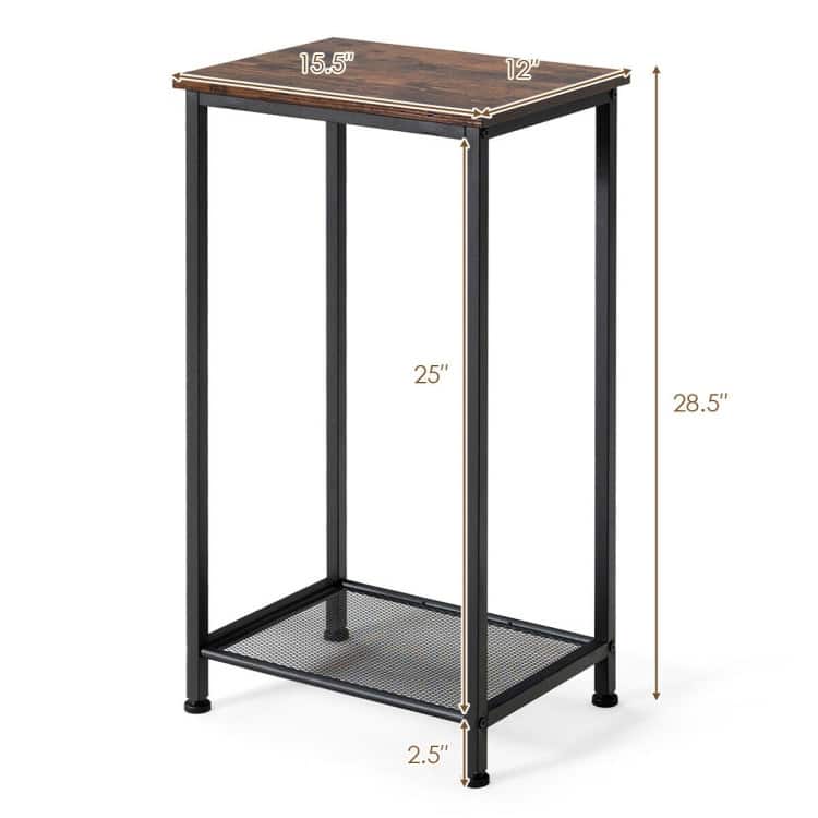 2-Tier Industrial Side End Accent Telephone Table - 15.5" x 12" x 28.5"(L x W x H)