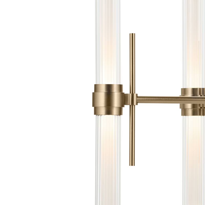 Riven 33 Inch LED 12 Light Chandelier with Clear Fluted Glass in Polished Nickel