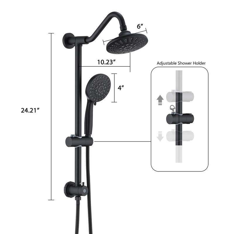 PROOX 5 Spray Shower Head with Handheld Shower Slide Bar Not included Shower Valve