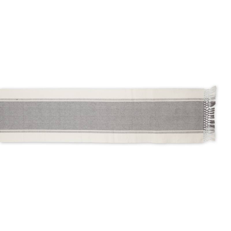 DII Striped Fringe Ribbed Table Runner 13x72"