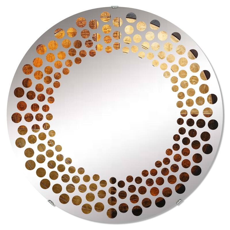Designart "Bronze Brilliance Symetry" Abstract Shapes Brown Wall Mirror - Modern Large Mirror For Living Room