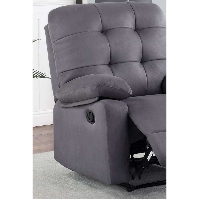Contemporary Plush Microfiber Motion Recliner Chair with Manual Motion, Plush Armrest