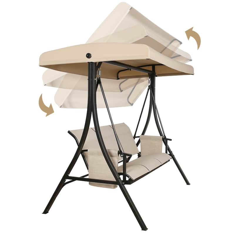 3-Seater Outdoor Porch Patio Hammock Swing Glider Bench