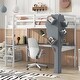 preview thumbnail 1 of 6, White Twin Size Loft Bed with L-Shaped Desk, Tree Shape Bookcase and Charging Station White