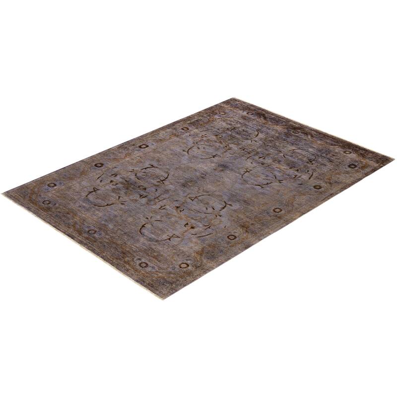 Overton Hand Knotted Wool Vintage Inspired Modern Contemporary Overdyed Gray Area Rug - 6' 0" x 8' 7"
