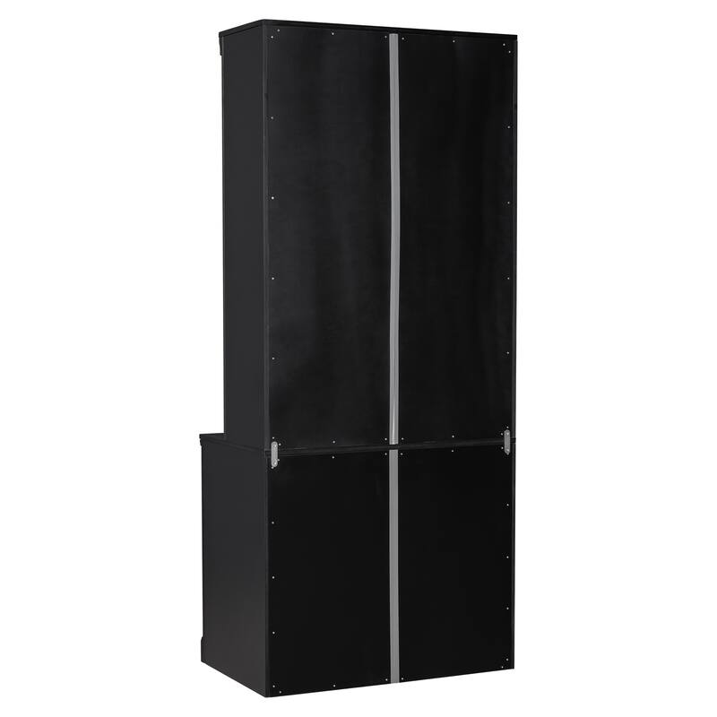 83.4" Tall Bookshelf, Modern Bookcase with Sliding Doors and Open Shelves, Storage Shelf for Living Room and Home Office
