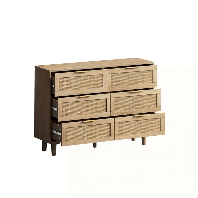 6-Drawers Rattan Storage Cabinet