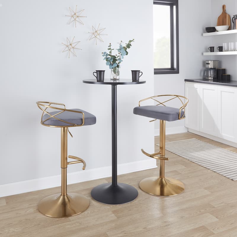 Silver Orchid Charlotte Glam Adjustable Bar Stool (Set of 2)