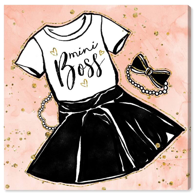 Wynwood Studio Canvas Fashion and Glam Mini Boss Black and Light Pink Wall Art Canvas Print