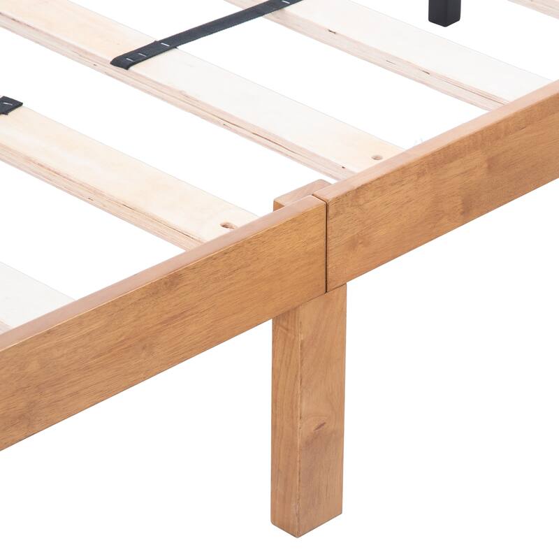 Queen Size Wood Platform Bed Frame,No Box Spring Needed,Strong Wood Slat Support
