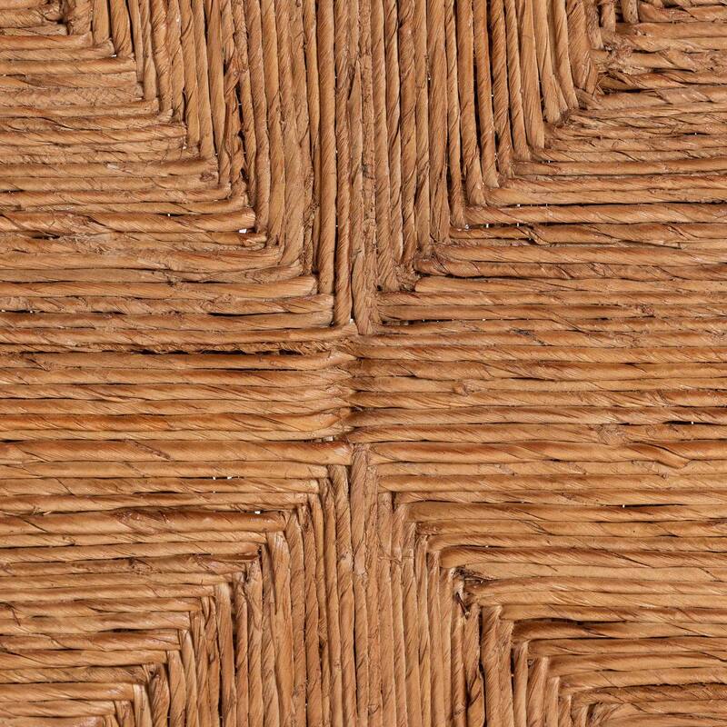 Pava Woven Seagrass Bar Stool - Solid Mahogany Wood Stool with Textured Back, Coastal Boho Seating for Kitchen or Lounge