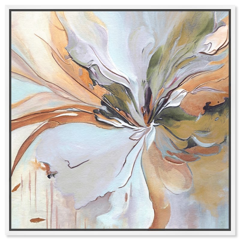 Art Remedy Golden Aesthetic Framed Boho Abstract 1 Piece Canvas Wall Art - 13 x 13 - White
