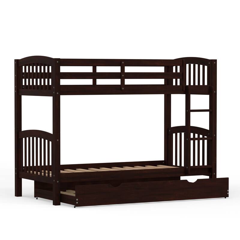Arca Wood Twin Over Twin Bunk Bed and Trundle