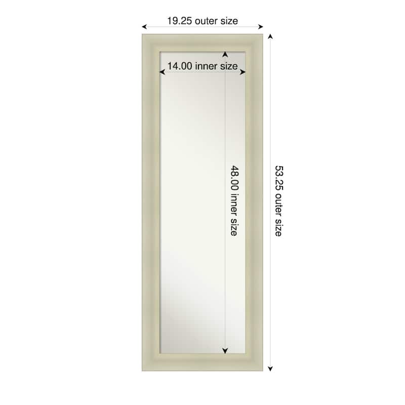 Oliver Non-Beveled Wood Framed Full-Length On the Door Mirror - 19 x 53 in - Oliver Warm Silver