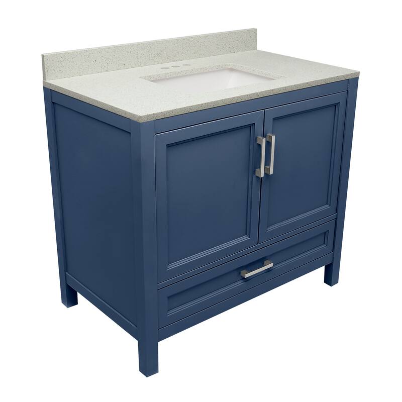 Nevado 37" Bathroom Vanity with Cultured Marble Vanity Top Sink in White with White Basin