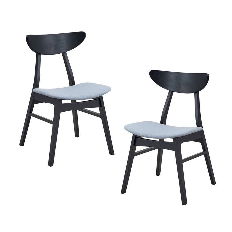 Modern Soft Upholstered Dining Chairs Set of 2, with Solid Rubber Wood Frame