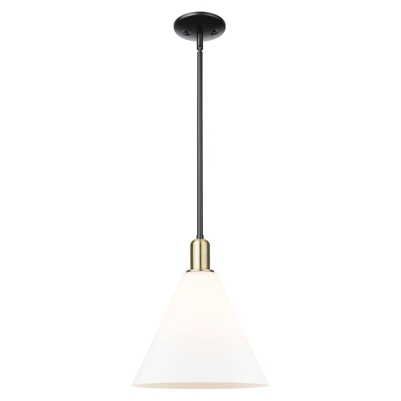 Innovations Lighting Endless Possibilities Arcadia - Berkshire Glass - 1 Light 12" Stem Hung Mini Pendant - Matte White/Black Antique Brass