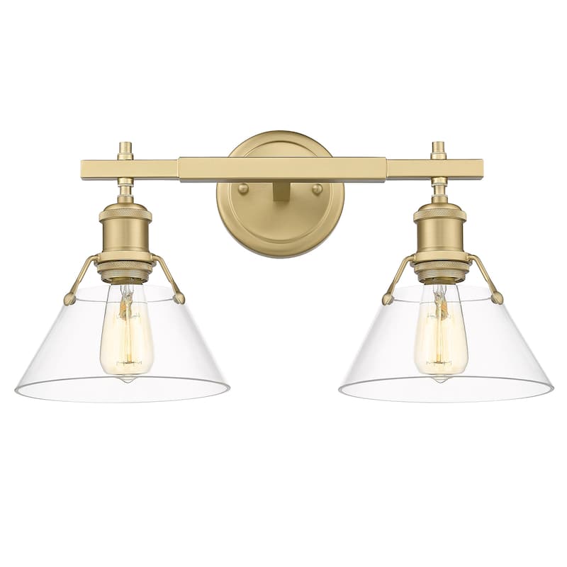 Yep by Golden Lighting Orwell 2-light Vanity in Brushed Champagne Brass and Clear Glass