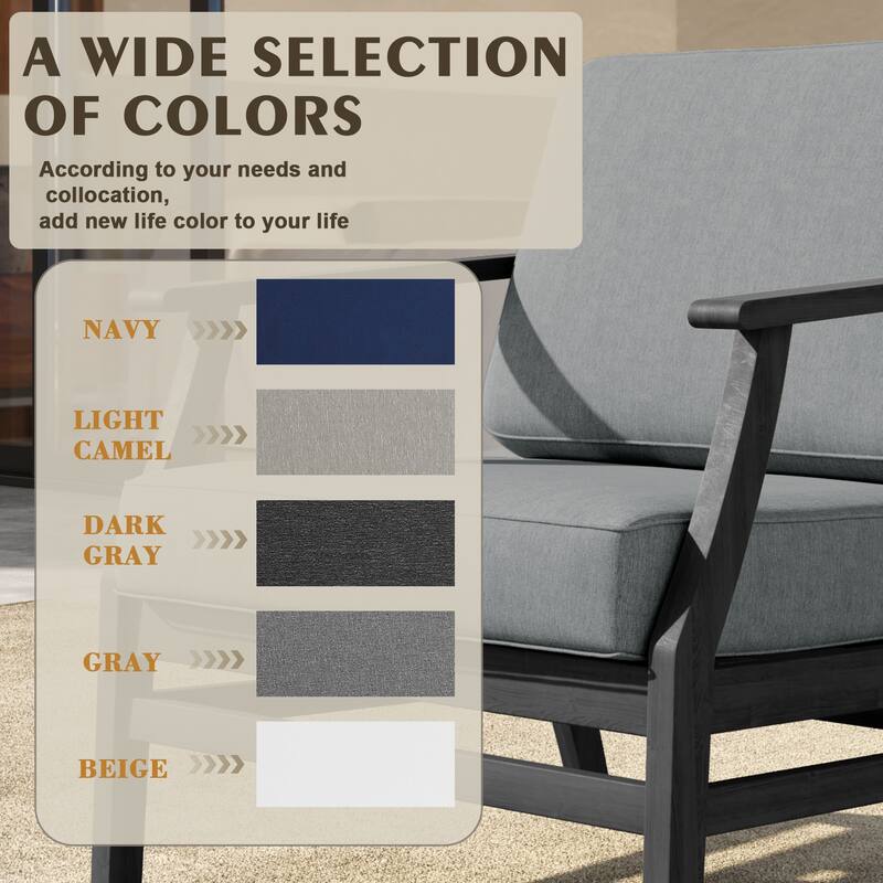 Outdoor Teak Wood Club Chairs with Cushions (Set of 2)