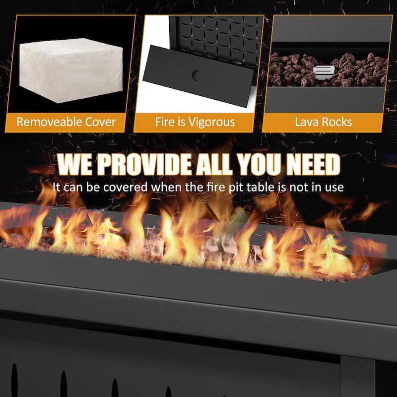 7 Piece Sectional Seating Group with Cushions and Fire Pit